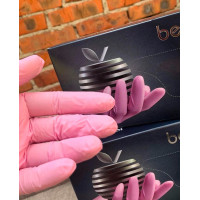 Перчатки розовые  (1 пара) размер S нитриловые