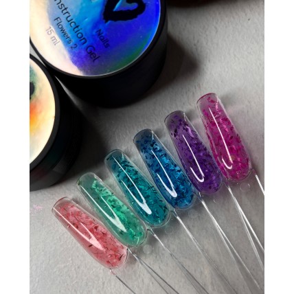 XO nails Flowers 15ml.  Гель моделирующий с сухоцветами.