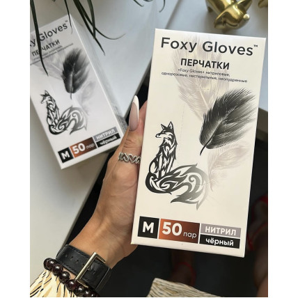 FOXY Перчатки черные  (50 пар) размер M 