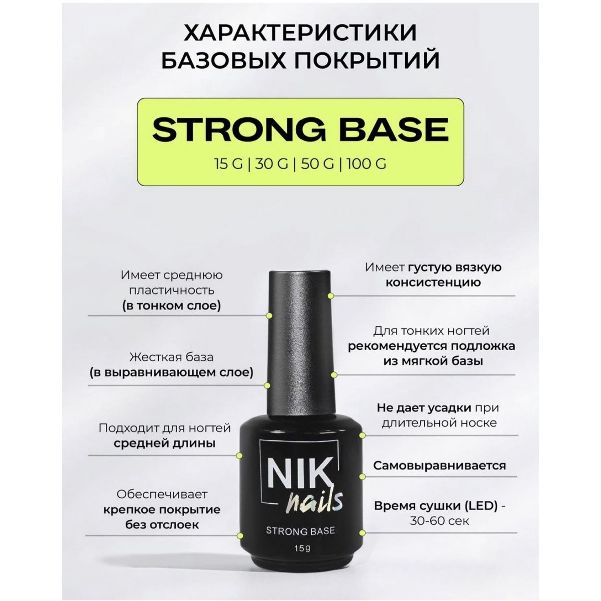 Купить Nik Nails strong base, прозрачная база 15мл.. По Лучший Ценам в РБ. |на dixnail.by ✅
