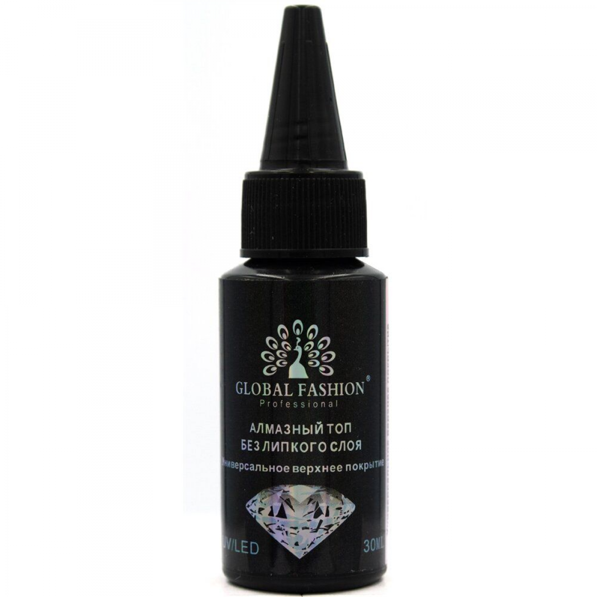 УНИВЕРСАЛЬНОЕ ВЕРХНЕЕ ПОКРЫТИЕ БЕЗ ЛИПКОГО СЛОЯ (ТОП/ФИНИШ) GLOBAL FASHION TOP-АЛМАЗНЫЙ, 30 МЛ - По Лучший Ценам в РБ. |на dixnail.by ✅