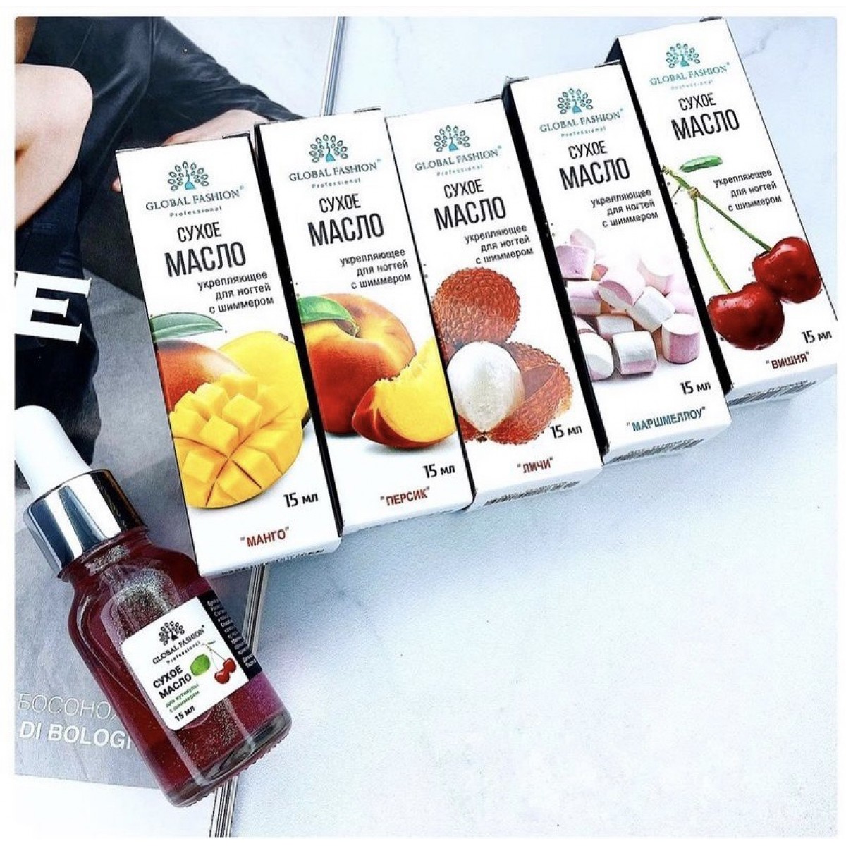  Купить GLOBAL FASHION  , Сухое масло укрепляющее для ногтей с шиммером, 15 мл